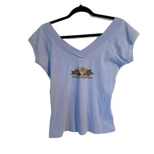 Harley Davidson Off The Shoulder Cap Sleeve Double V Cotton Tee Williamsburg, VA